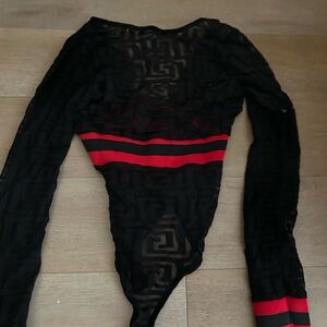 Fashion Nova Black and Red Bodysuit